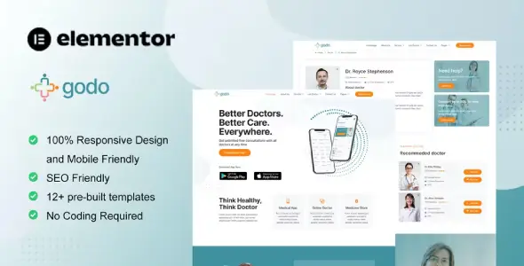 Godo – Doctor &amp; Medical Saas Elementor Template Kit