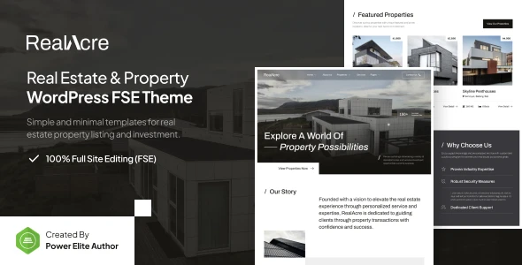 RealAcre – Real Estate &amp; Property FSE WordPress Theme
