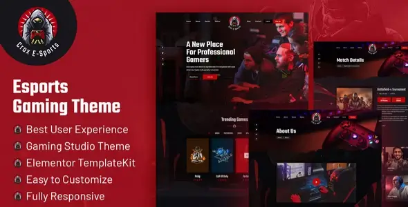 CROX Esports &amp; Gaming Elementor Template Kit