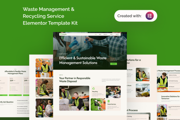 Tracyle - Waste Management &amp; Recycling Service Elementor Template Kit