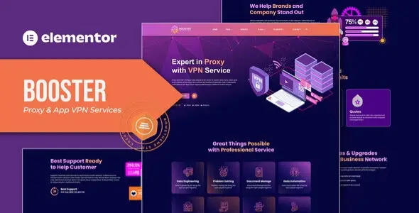 Booster – Proxy &amp; App VPN Service Elementor Template Kit