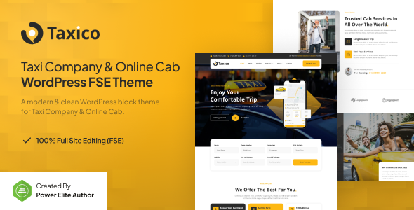 Taxico – Taxi Company &amp; Online Cab Service FSE WordPress Theme