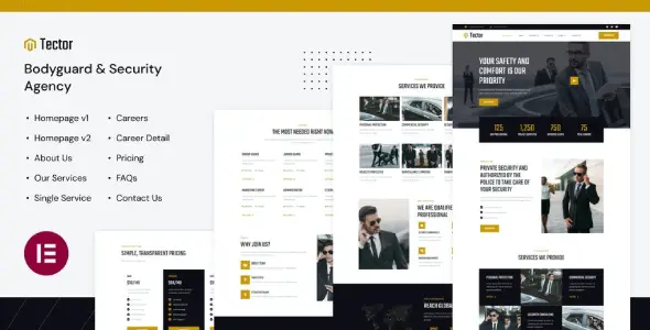 Tector Bodyguard &amp; Security Agency Elementor Template Kit