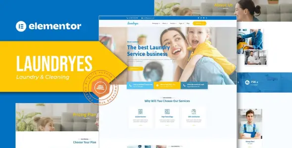 Laundryes – Laundry &amp; Cleaning Elementor Template Kit
