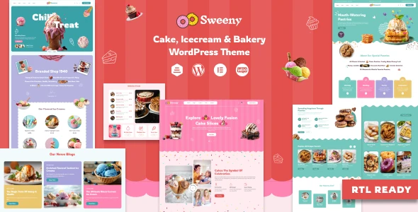 Sweeny – Cake, Ice Cream &amp; Bakery Store WordPress Theme