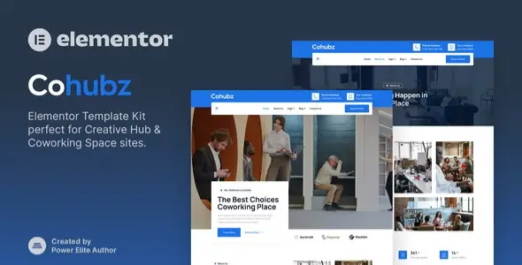 Cohubz – Creative Hub &amp; Coworking Space Elementor Template Kit