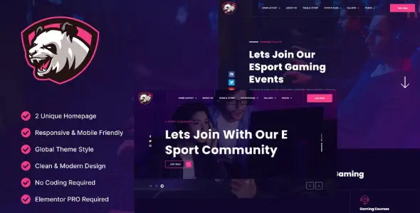 Junio – E-Sport Gaming Events &amp; Streamer Elementor Template Kit