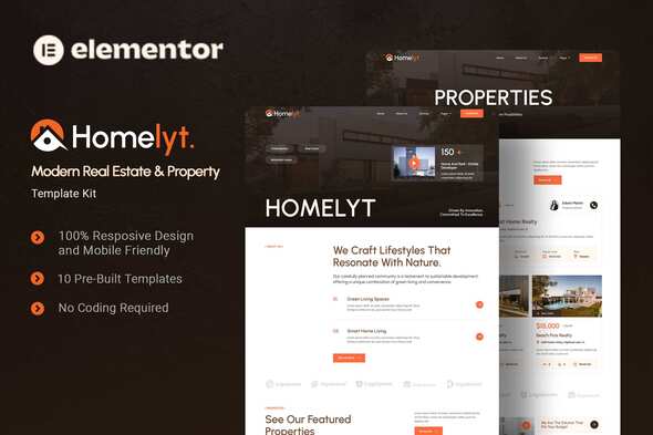 Homelyt - Modern Real Estate &amp; Property Elementor Template Kit
