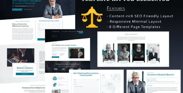 Ukila – Lawyer &amp; Attorney Elementor Template Kit