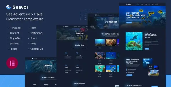 Seavor Sea Adventure &amp; Travel Elementor Template Kit