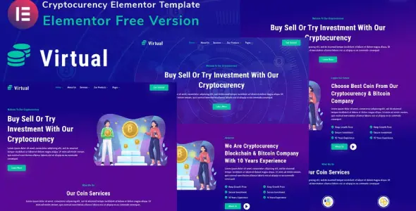 Virtual – Cryptocurency Blockchain &amp; Bitcoin Elementor Template Kit