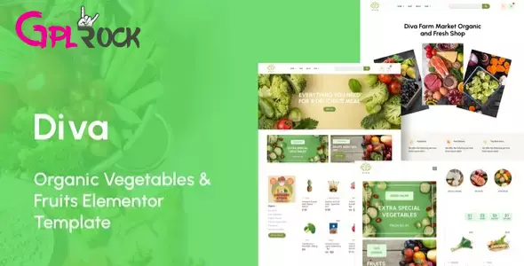 Diva – Organic Vegetables &amp; Fruits Elementor Template Kit