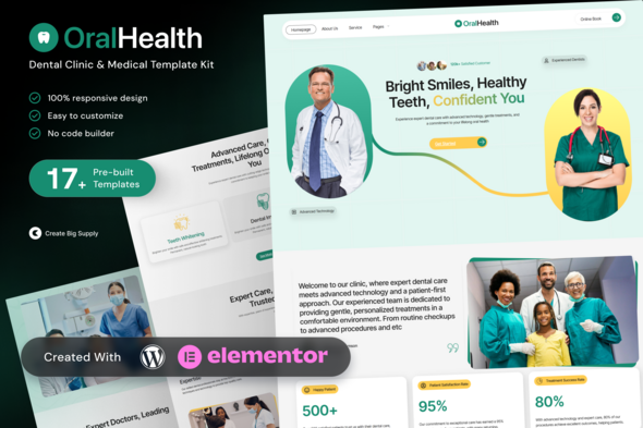 OralHealth - Dental Clinic & Medical Elementor Template Kit