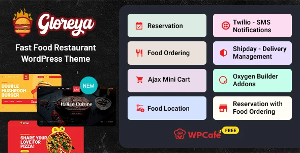 Gloreya – Food Ordering &amp; Delivery Restaurant WordPress Theme