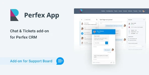 Perfex CRM Chat &amp; Tickets App for Support Board