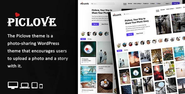 Piclove – Blog &amp; Photos Download WordPress Theme