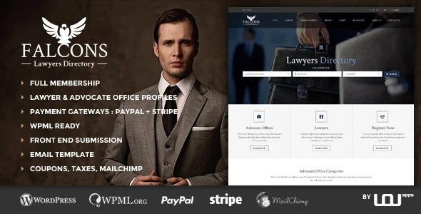 Falcons – Directory for Lawyers &amp; Law Firms WordPress Theme