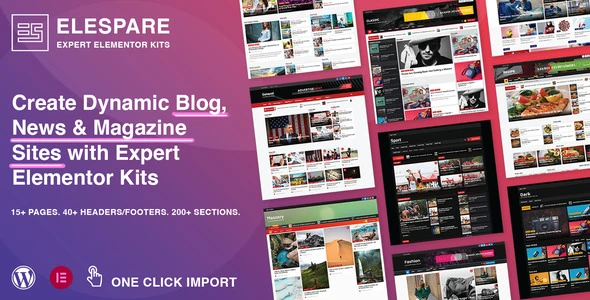 Elespare Pro – News, Magazine and Blog Elements &amp; Addons for Elementor with Header Footer Builder