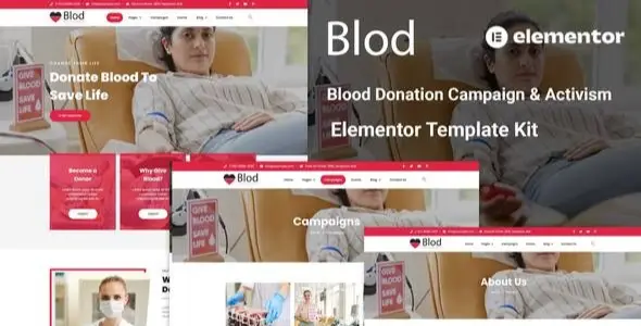 Blod – Blood Drive &amp; Donation Campaigns Elementor Template Kit