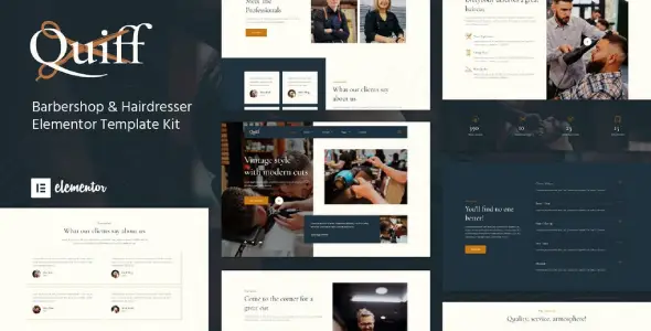 Quiff – Barbershop &amp; Hairdresser Elementor Template Kit