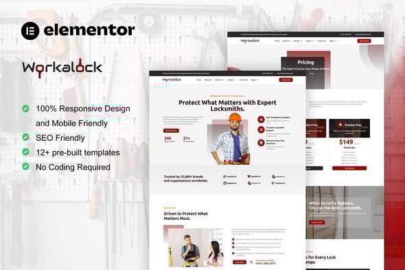 WorkaLock - Locksmith &amp; Key Maker Service Elementor Pro Template Kit