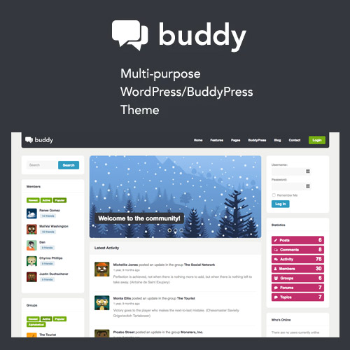 Buddy: Simple WordPress &amp; BuddyPress Theme
