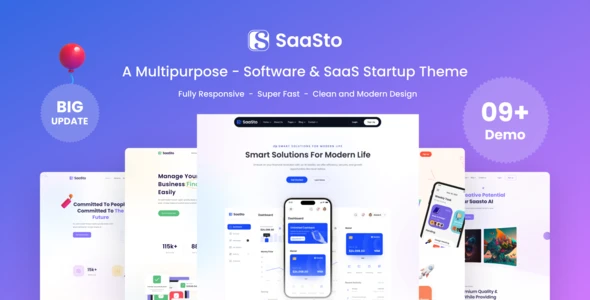 Saasto – Software &amp; Startup SaaS Elementor WordPress Theme