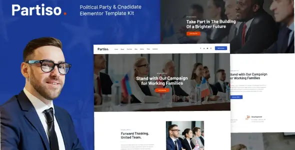 Partiso Political Party &amp; Candidate Elementor Template Kit