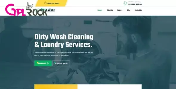 DirtyWash – Dry Cleaning &amp; Laundry Service Elementor Template Kit