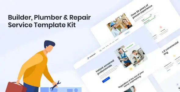 Handyman Builder Plumber &amp; Repair Service Elementor Template Kit