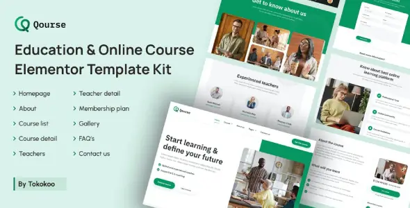 Qourse Education &amp; Online Course Elementor Template Kit