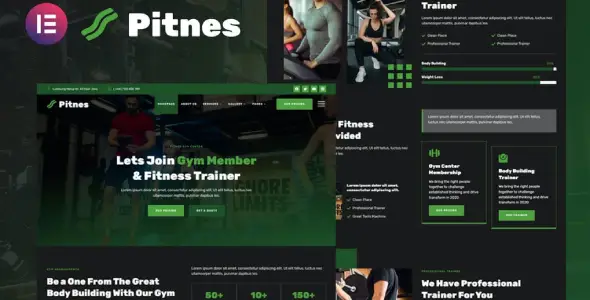 Pitnes – Gym Center &amp; Fitness Training Elementor Template Kit