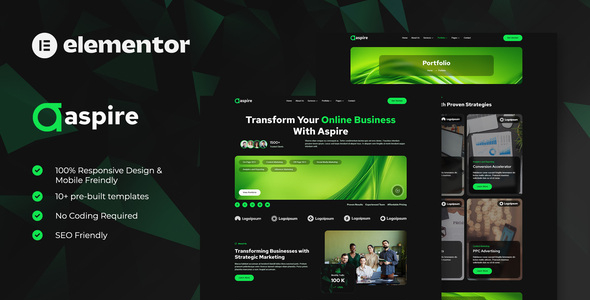 Aspire - SEO &amp; Digital Marketing Elementor Template Kit