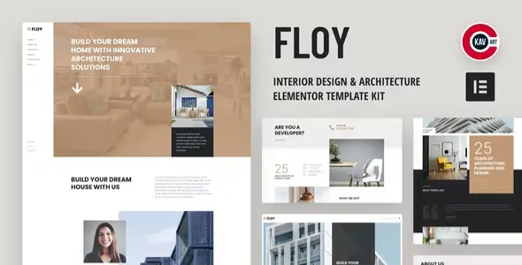 Floy – Interior Design &amp; Architecture Elementor template kit