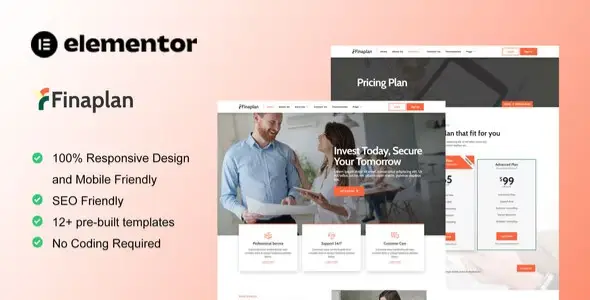 FinaPlan – Finance &amp; Investment Elementor Template Kit