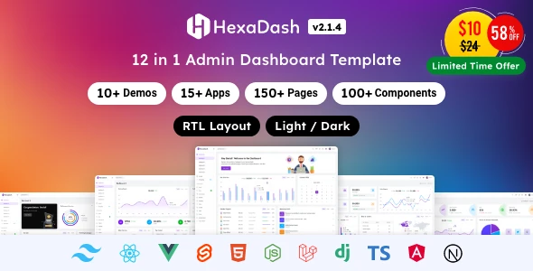 HexaDash | Tailwind, React, Vue, Angular, Svelte, Laravel, Nodejs, Django &amp; HTML Dashboard Template