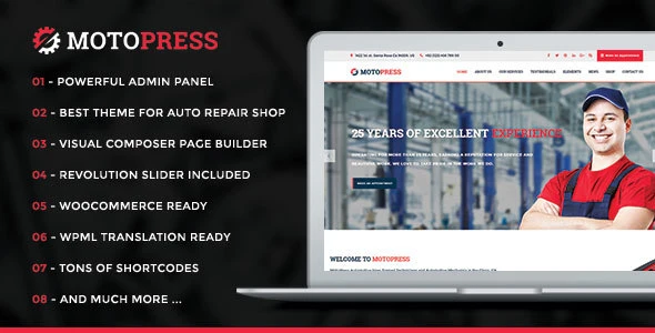 MotoPress – Auto Repair &amp; Mechanic Shop WordPress Theme
