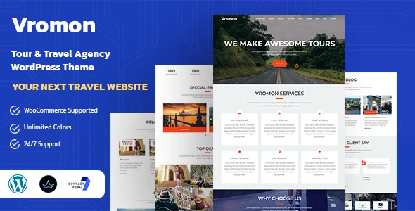 Vromon – Tour &amp; Travel Agency WordPress Theme
