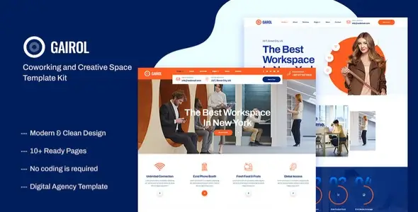 Coworking &amp; Creative Space Elementor Template Kit