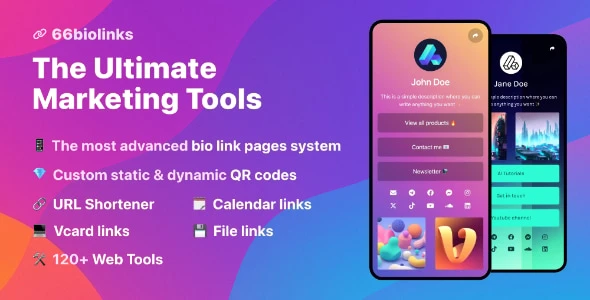 66biolinks – Bio Links, URL Shortener, QR Codes &amp; Web Tools (SAAS)