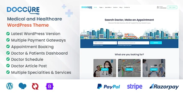 Doccure – Doctor &amp; Clinic Appointment Booking and Medical Management WordPress Theme