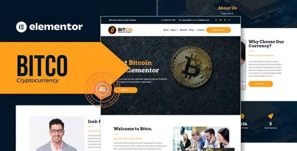 Bitco – Bitcoin &amp; Cryptocurrency Elementor Template Kit