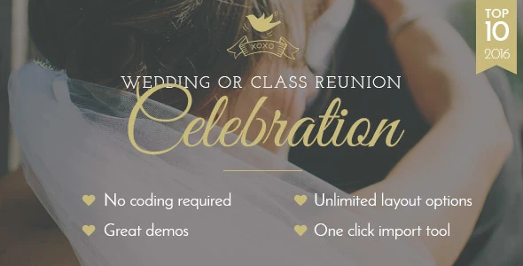 Celebration – Wedding &amp; Class Reunion WordPress Theme