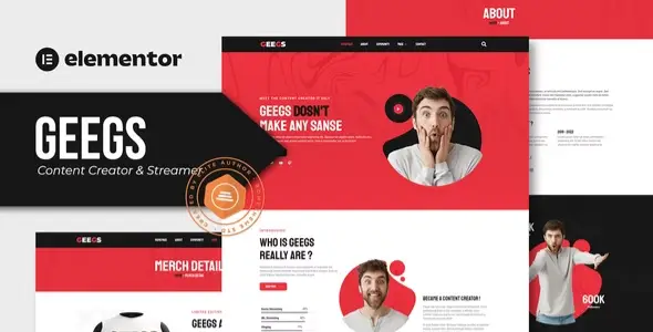 Geegs – Content Creator &amp; Streamer Elementor Template Kit