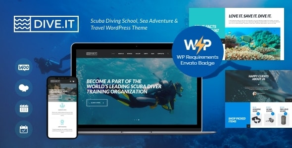 DiveIt - Scuba Diving School, Sea Adventure &amp; Travel WordPress Theme