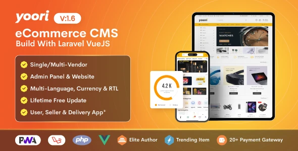 YOORI eCommerce | Single &amp; Multi-Vendor PWA Marketplace CMS