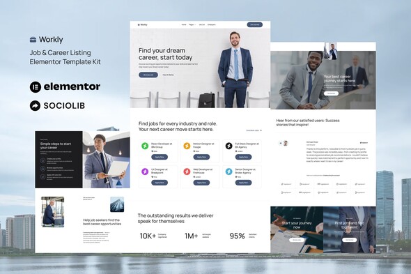 Workly - Job Listing &amp; Career Recruitment Elementor Template Kit