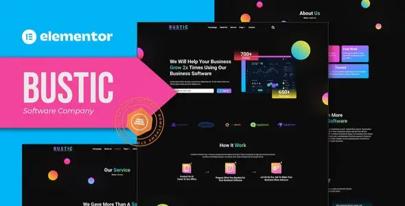 Bustic – Tech &amp; Software Company Elementor Template kit