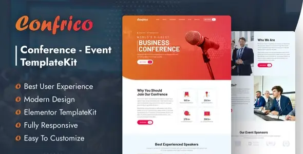 Confrico – Event &amp; Conference Elementor Template Kit