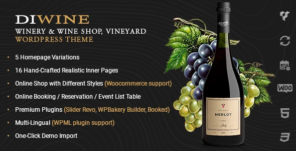 Diwine – Winery &amp; Wine Shop, Vineyard WordPress Theme